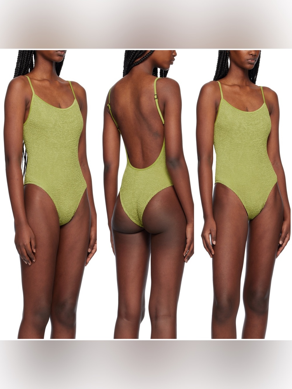 Bond-Eye Green Low Palace One-Piece Swimsuit Herbal Shimmer